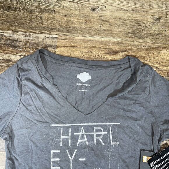 HARLEY-DAVIDSON Notch Neck Grey Tshirt 96203-16VM NWT Size S - Picture 2 of 7